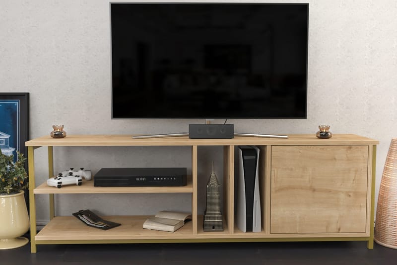 Andifli Tv-benk 140x50,8 cm - Gull - Møbler - Mediamøbel & tv møbel - TV-benk & mediabenk