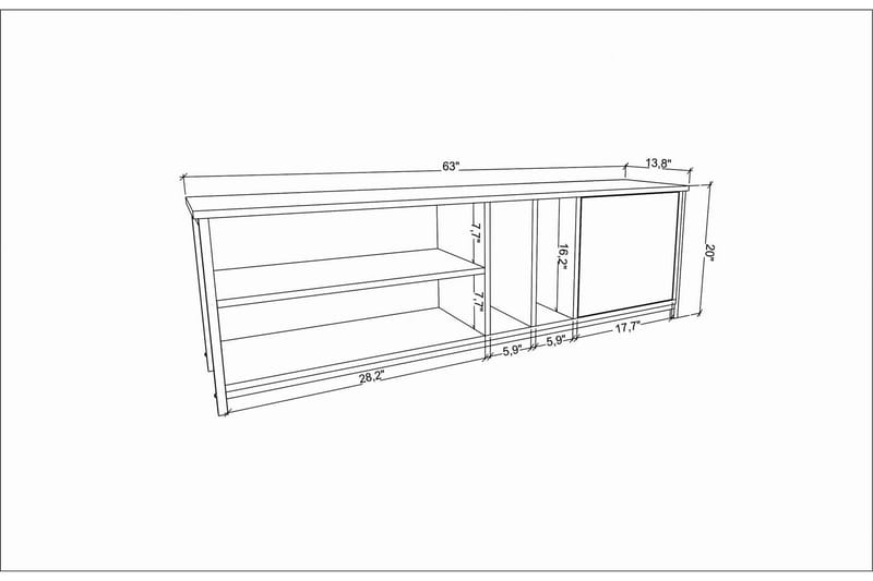 Andifli Tv-benk 140x50,8 cm - Hvit - TV-benk & mediabenk