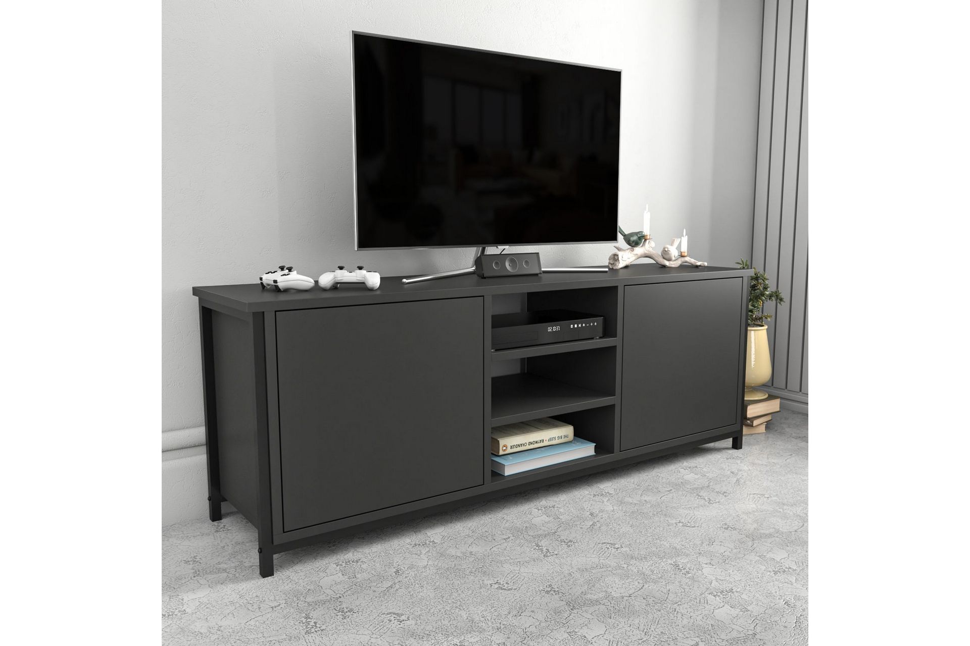 Andifli Tv-benk 140x50,8 cm - Svart - Møbler - Mediamøbel & tv møbel - TV-benk & mediabenk