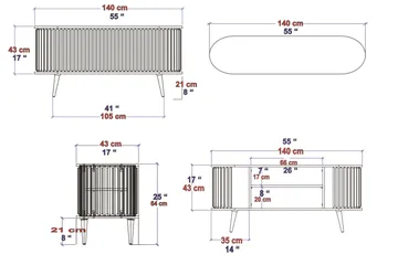 Andifli Tv-benk 140x64 cm - Brun - Møbler - Mediamøbel & tv møbel - TV-benk & mediabenk