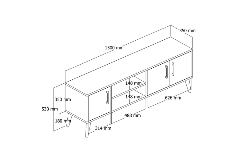 Andifli Tv-benk 150x52 cm - Brun - TV-benk & mediabenk