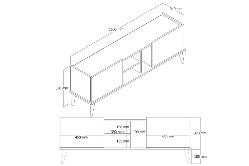 Andifli Tv-benk 150x52 cm - Brun - Møbler - Mediamøbel & tv møbel - TV-benk & mediabenk