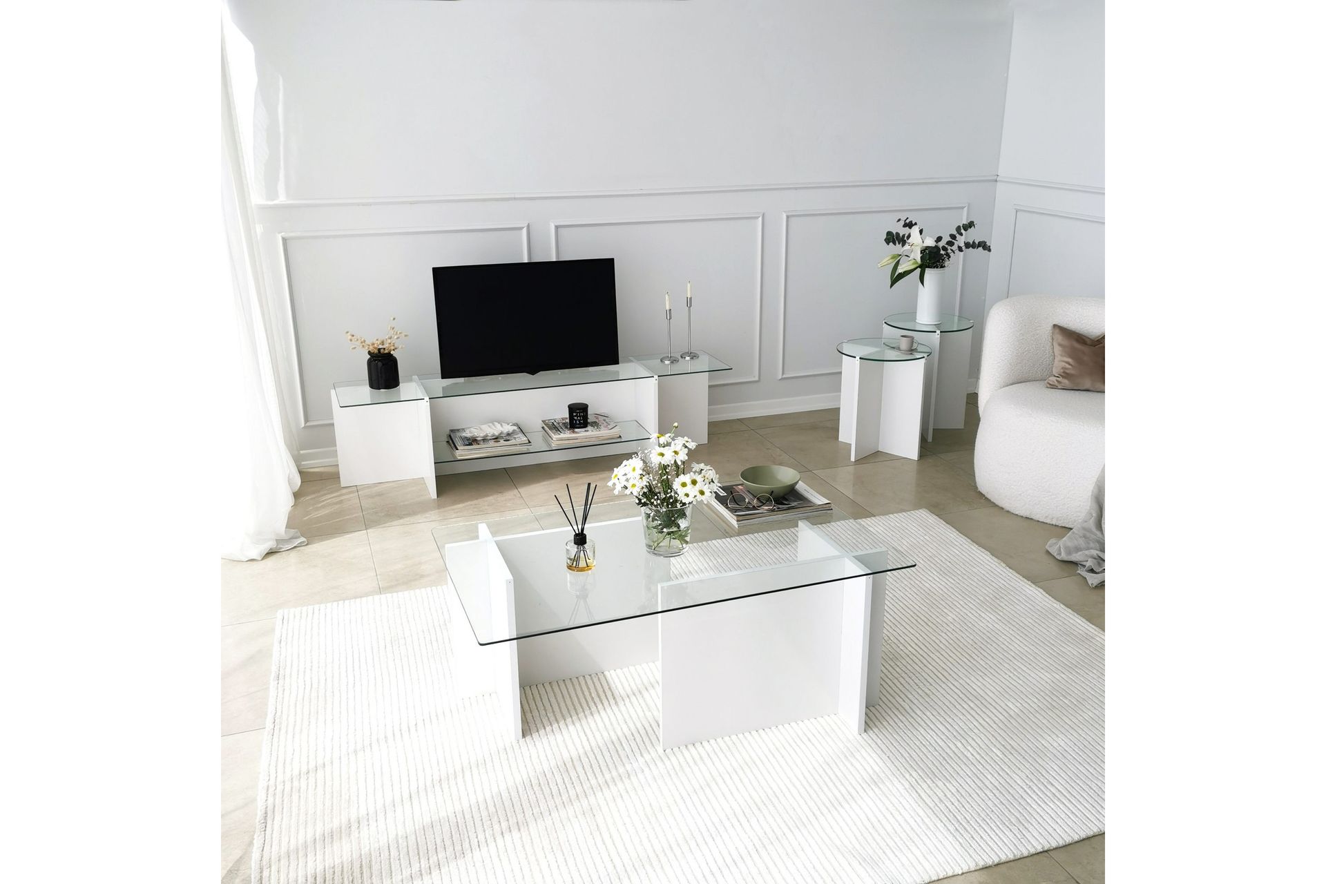 Andifli Tv-benk 158x40 cm - Hvit - Møbler - Mediamøbel & tv møbel - TV-benk & mediabenk
