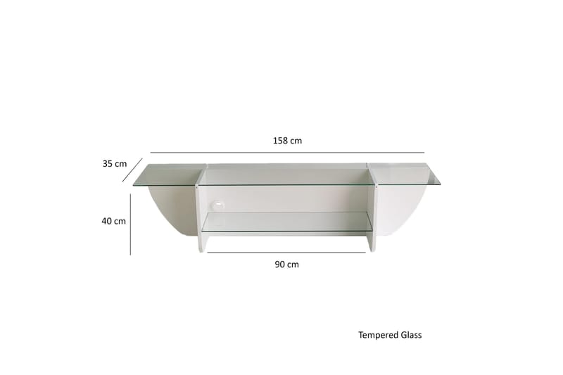 Andifli Tv-benk 158x40 cm - Hvit - TV-benk & mediabenk