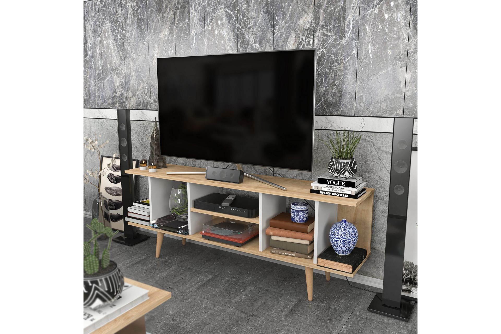 Andifli Tv-benk 160x38,6 cm - Blå - Møbler - Mediamøbel & tv møbel - TV-benk & mediabenk