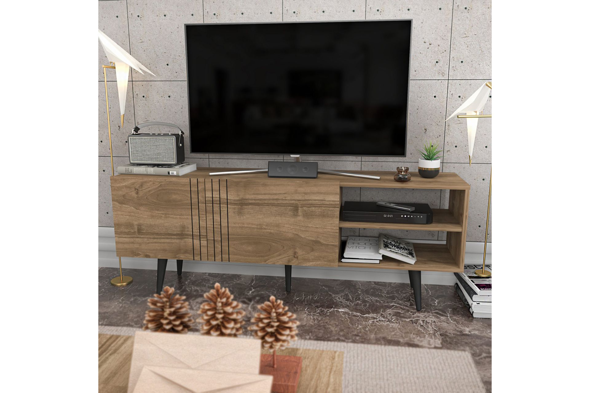Andifli Tv-benk 160x38,6 cm - Brun - Møbler - Mediamøbel & tv møbel - TV-benk & mediabenk