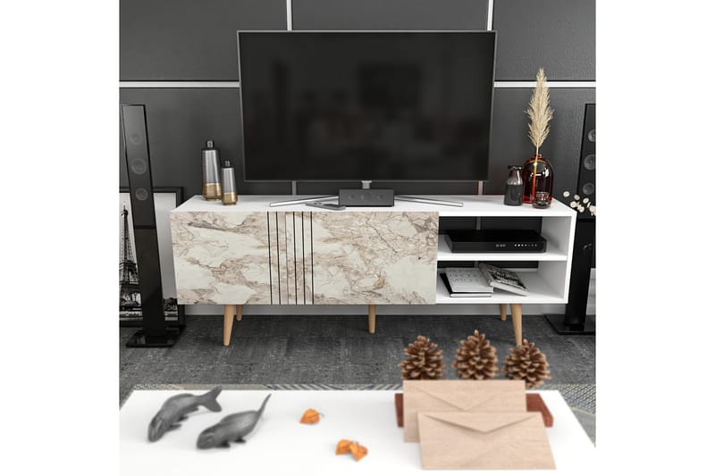 Andifli Tv-benk 160x38,6 cm - Hvit - TV-benk & mediabenk