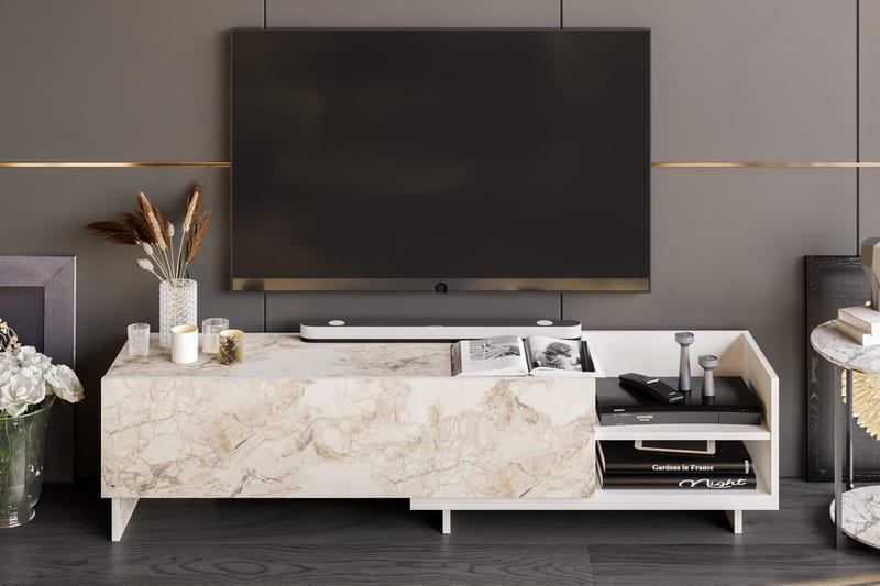 Andifli Tv-benk 165x41 cm - Hvit - Møbler - Mediamøbel & tv møbel - TV-benk & mediabenk