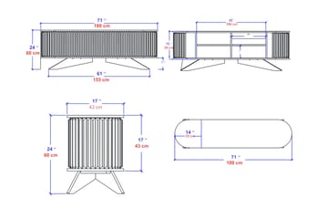Andifli Tv-benk 180x60 cm - Antrasitt - Møbler - Mediamøbel & tv møbel - TV-benk & mediabenk