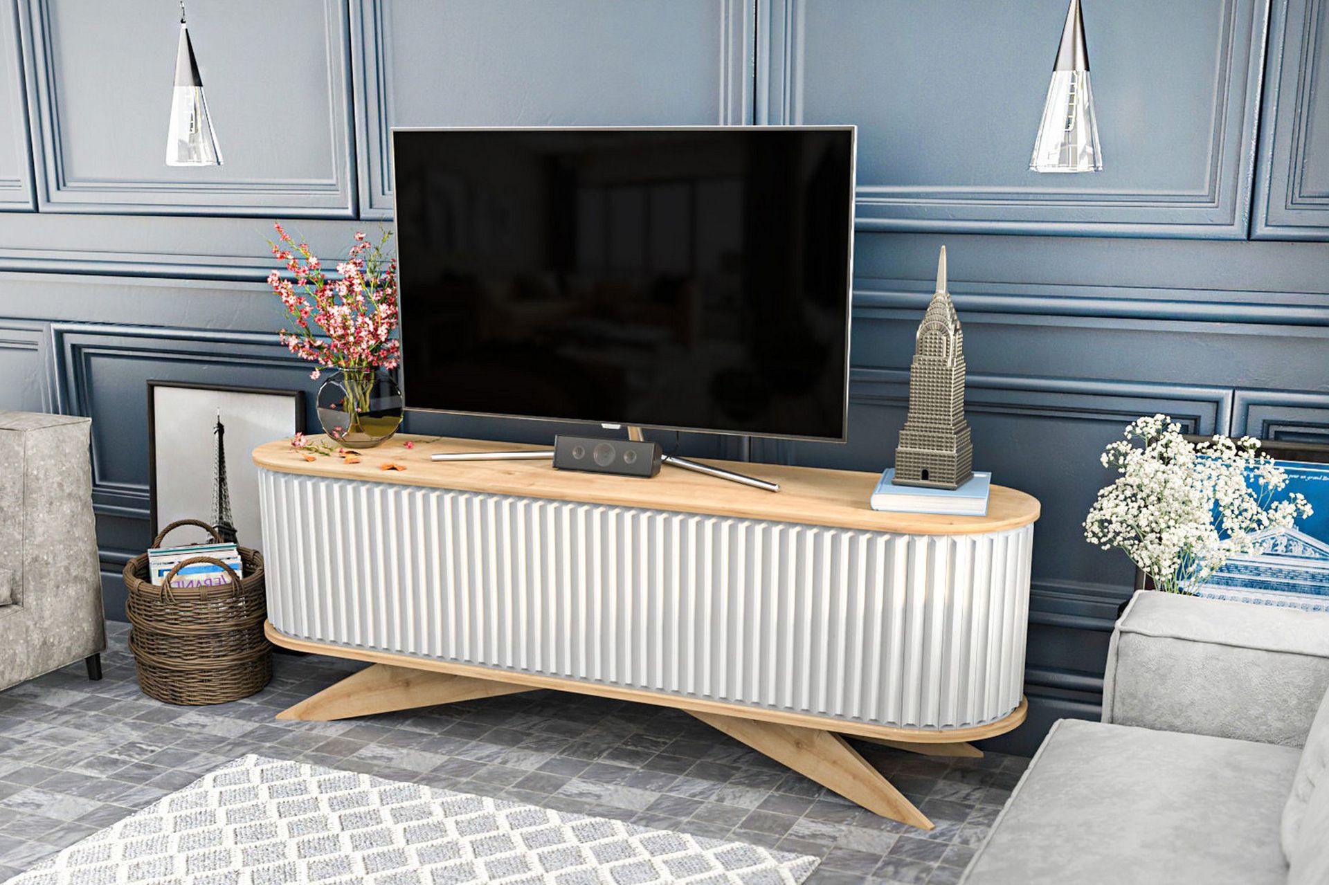 Andifli Tv-benk 180x60 cm - Blå - Møbler - Mediamøbel & tv møbel - TV-benk & mediabenk
