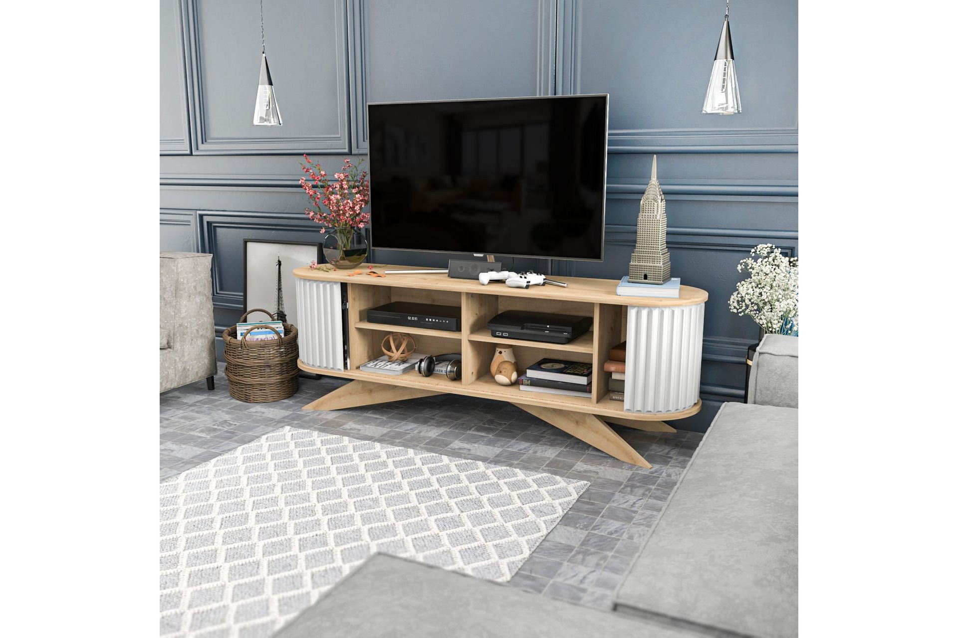 Andifli Tv-benk 180x60 cm - Blå - Møbler - Mediamøbel & tv møbel - TV-benk & mediabenk