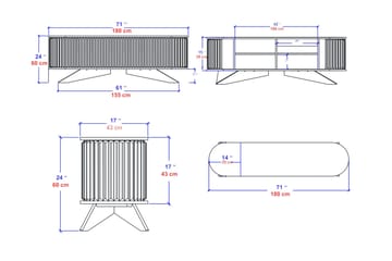 Andifli Tv-benk 180x60 cm - Blå - Møbler - Mediamøbel & tv møbel - TV-benk & mediabenk