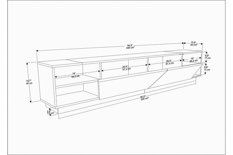 Andifli Tv-benk 240x47,4 cm - Brun - Møbler - Mediamøbel & tv møbel - TV-benk & mediabenk