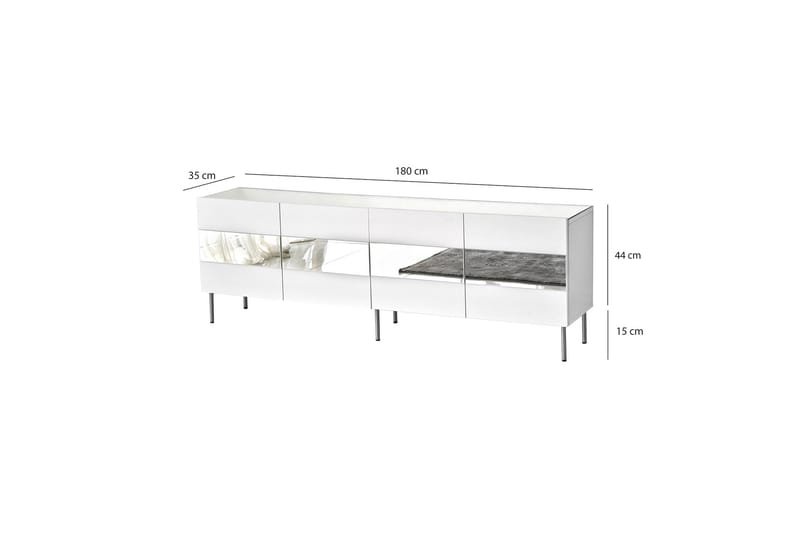 Arioch TV-benk 180 cm - Sølv - Møbler - Mediamøbel & tv møbel - TV-benk & mediabenk