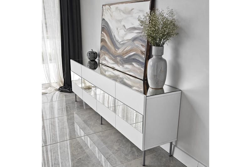 Arioch TV-benk 180 cm - Sølv - Møbler - Mediamøbel & tv møbel - TV-benk & mediabenk