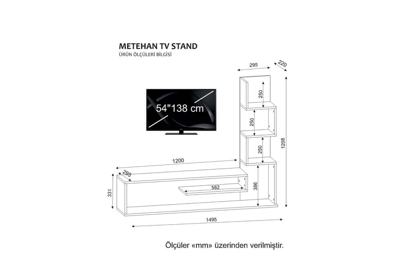 Asillane TV-benk 149 cm Labyrint - Hvit - TV-benk & mediabenk