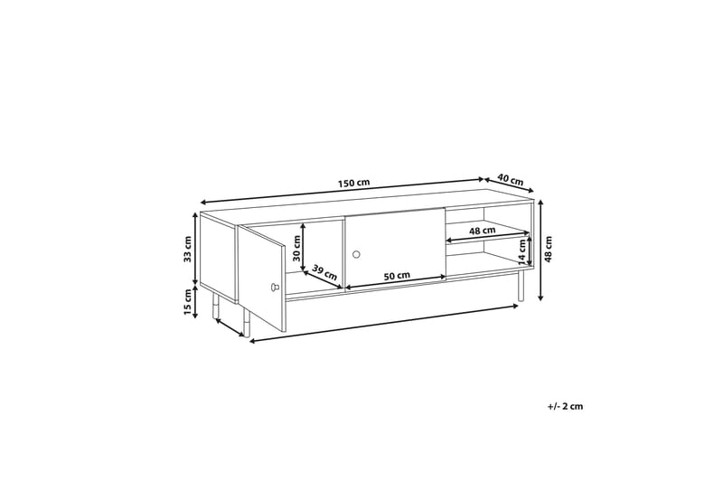 Assaria TV-benk 150x40 cm - Svart/Lyst Tre - Møbler - Mediamøbel & tv møbel - TV-benk & mediabenk