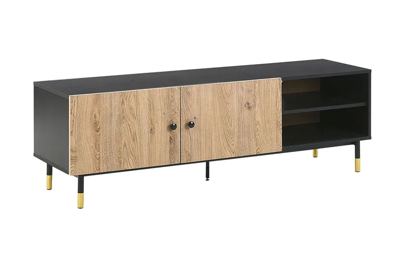 Assaria TV-benk 150x40 cm, Svart/Lyst Tre