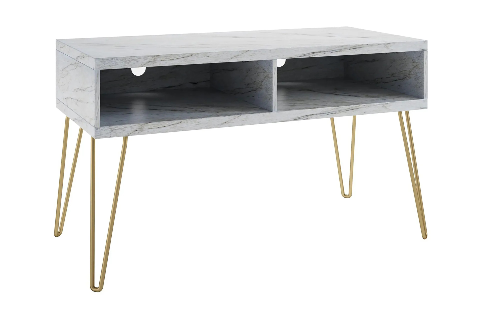 Athena Tv-benk 107x50 cm Hvit/Marmormønster - Novogratz