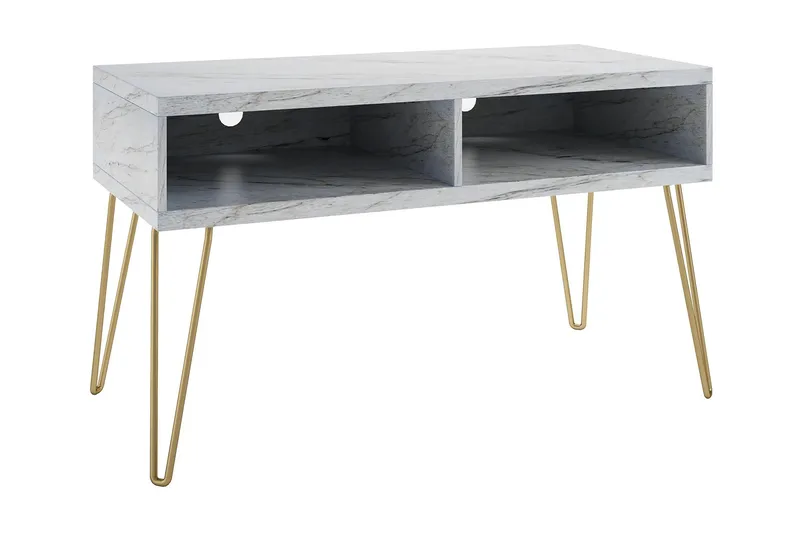 Athena Tv-benk 107x50 cm Hvit/Marmormønster, Novogratz