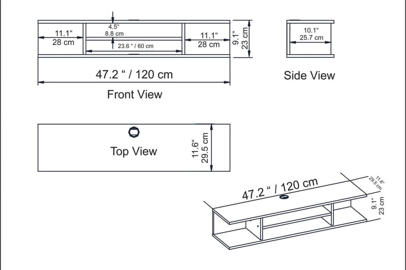 Avvakko TV-benk 135 cm - Hvit - Møbler - Mediamøbel & tv møbel - TV-benk & mediabenk