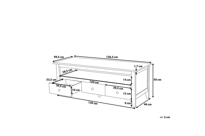 Berkeley Tv-Benk 49,5x136,5 Cm - Hvit - TV-benk & mediabenk