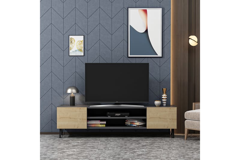 Bloomis TV-benk 160 cm - tre/natur/Antrasitt - TV-benk & mediabenk