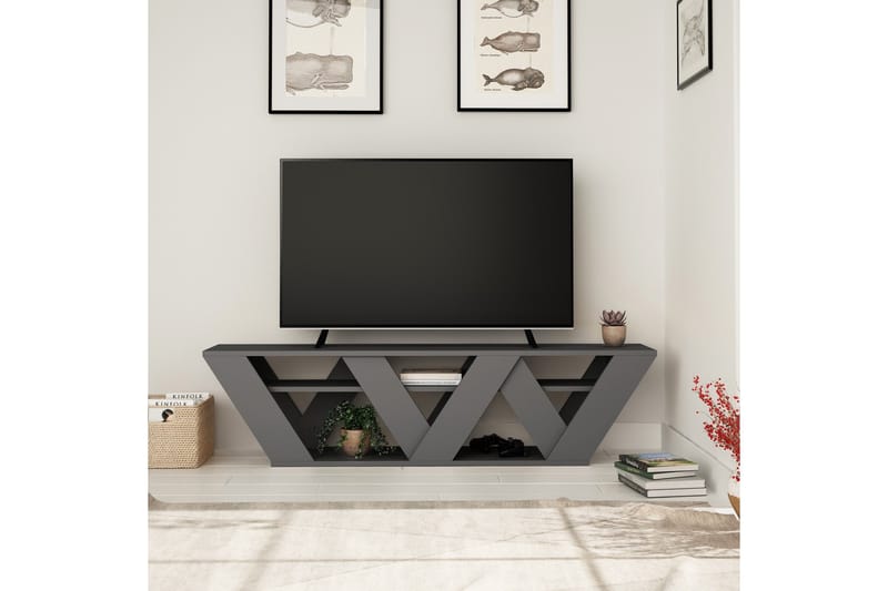 Bodsjö Gulvstående TV-benk 158 cm med Oppbevaring i Malt Tre - Antrasitt - Møbler - Mediamøbel & tv møbel - TV-benk & mediabenk
