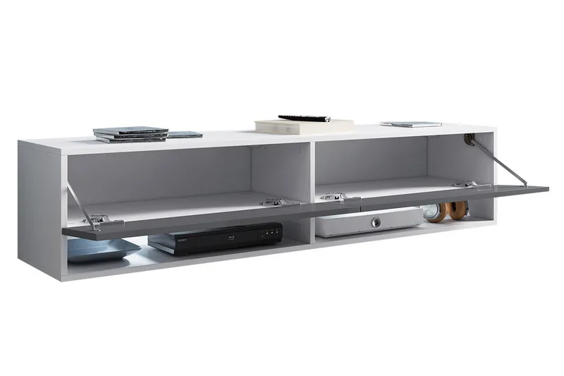 Brya TV-benk 140 cm LED-belysning - Beige/Hvit/RGB LED - Møbler - Mediamøbel & tv møbel - TV-benk & mediabenk