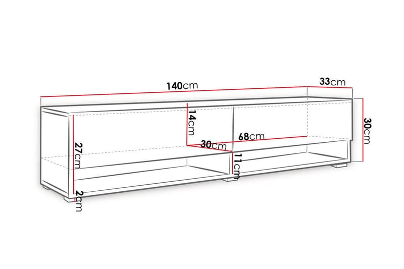Brya TV-benk 140x31x30 cm - Beige/Hvit - Møbler - Mediamøbel & tv møbel - TV-benk & mediabenk