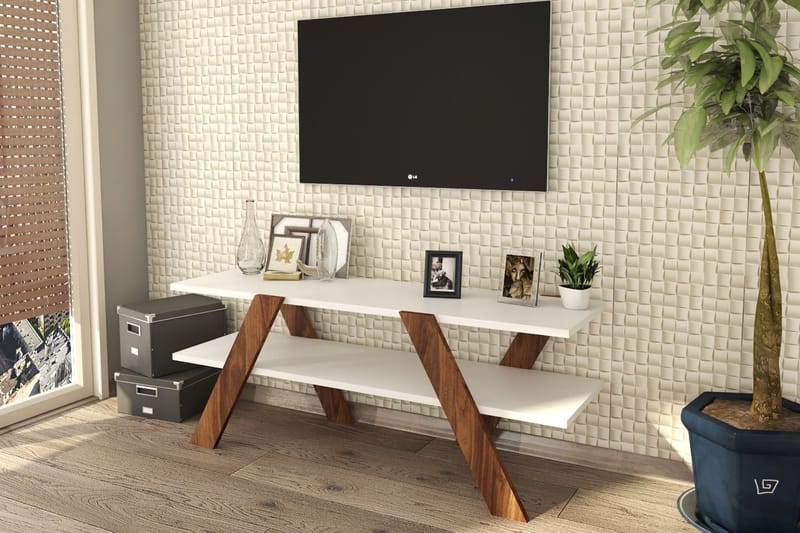 Byestad TV-benk 120 cm - Hvit - Møbler - Mediamøbel & tv møbel - TV-benk & mediabenk