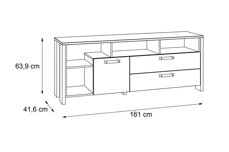 Cadle TV-Benk 161 cm - Brun/Grå - Møbler - Mediamøbel & tv møbel - TV-benk & mediabenk