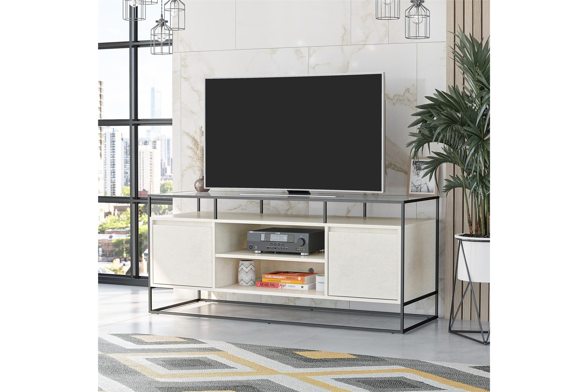Camley Tv-benk 136,6x49,8 cm Hvit - Dorel Home