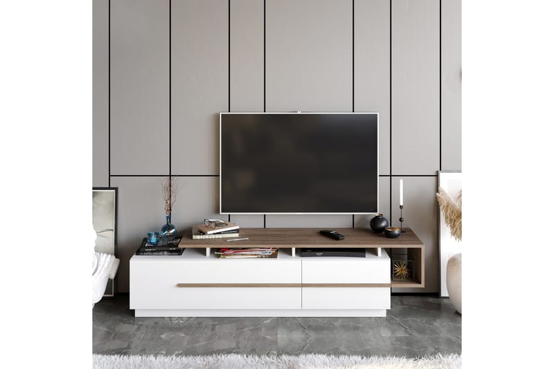 Campora Tv-benk 150 cm - Mørkebrun/Hvit - Møbler - Mediamøbel & tv møbel - TV-benk & mediabenk