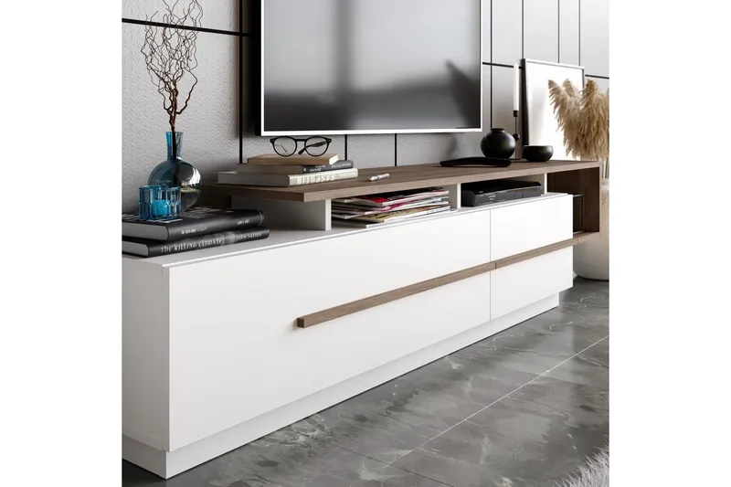 Campora Tv-benk 150 cm - Mørkebrun/Hvit - Møbler - Mediamøbel & tv møbel - TV-benk & mediabenk