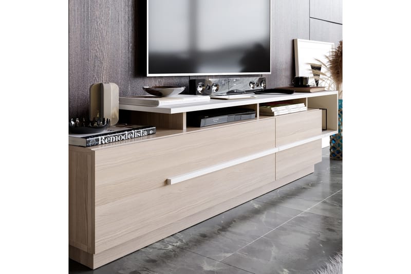 Campora TV-benk 150 cm - Natur/Hvit - Møbler - Mediamøbel & tv møbel - TV-benk & mediabenk