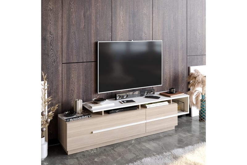 Campora TV-benk 150 cm - Natur/Hvit - Møbler - Mediamøbel & tv møbel - TV-benk & mediabenk