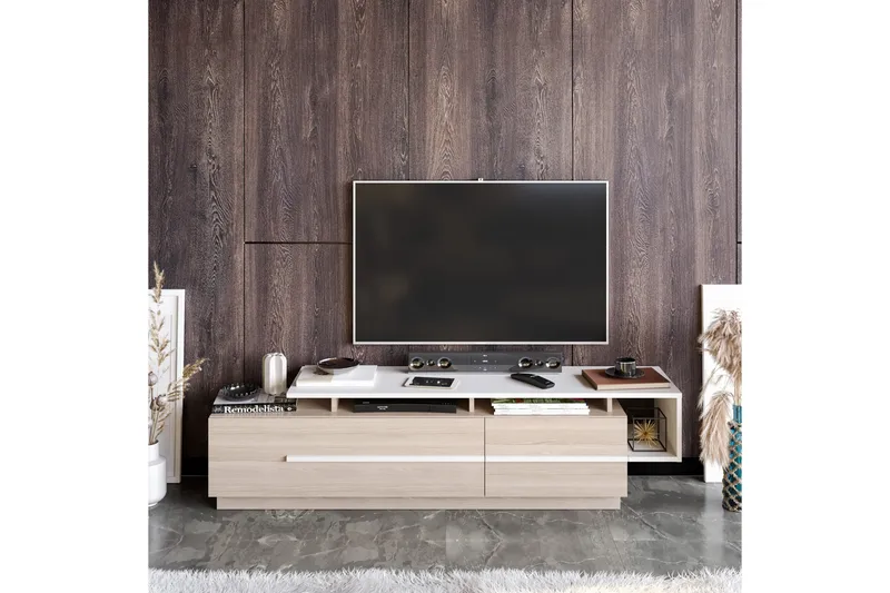 Campora TV-benk 150 cm - Natur/Hvit - Møbler - Mediamøbel & tv møbel - TV-benk & mediabenk