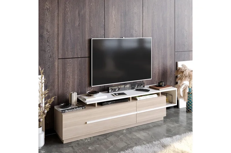 Campora TV-benk 150 cm - Natur/Hvit - Møbler - Mediamøbel & tv møbel - TV-benk & mediabenk
