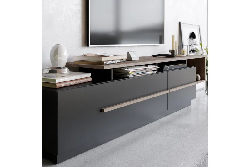 Campora Tv-benk 180 cm - Svart/Mørkebrun - Møbler - Mediamøbel & tv møbel - TV-benk & mediabenk