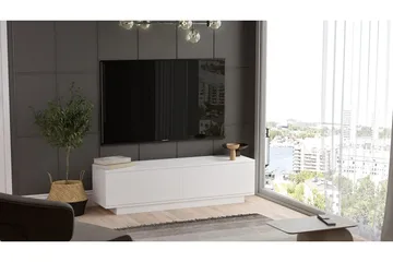 Caswell Gulvstående TV-benk 140 cm med Oppbevaring i Malt Tre - Hvit - Møbler - Mediamøbel & tv møbel - TV-benk & mediabenk