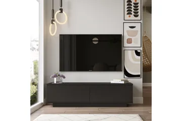 Caswell Gulvstående Tv-benk 140 cm med Oppbevaring i Malt Tre - Svart - Møbler - Mediamøbel & tv møbel - TV-benk & mediabenk