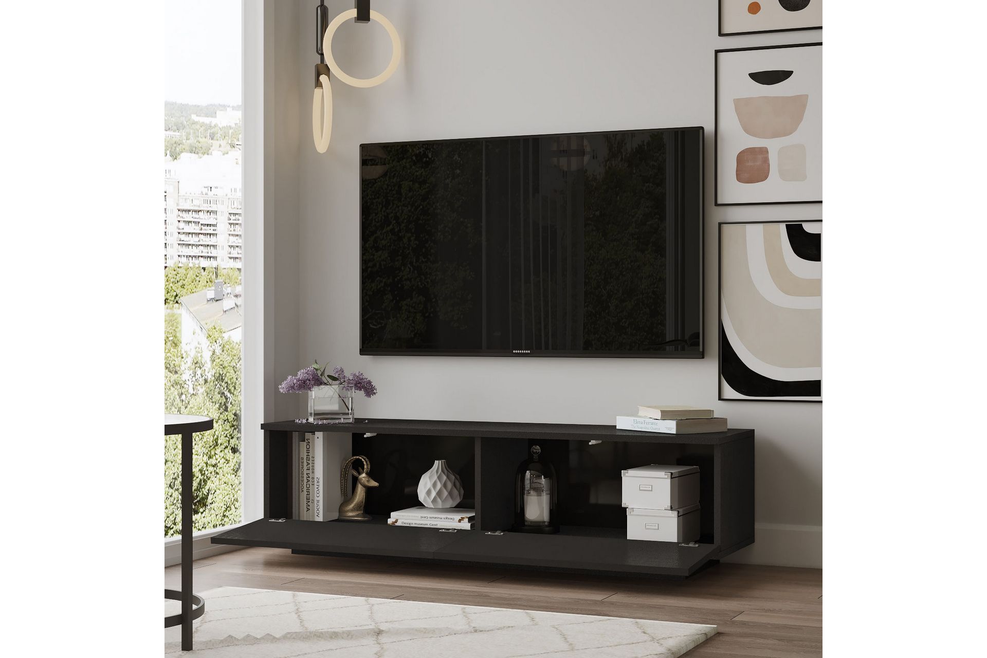 Caswell TV-benk 140 cm - Svart - Møbler - Mediamøbel & tv møbel - TV-benk & mediabenk