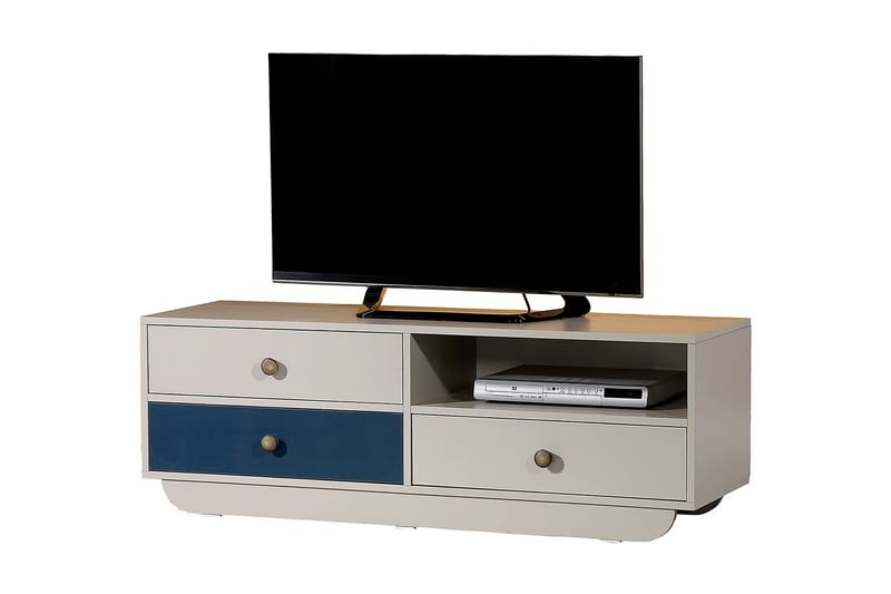 Cazablanca TV-benk 140 cm - Hvit/Blå - Møbler - Mediamøbel & tv møbel - TV-benk & mediabenk
