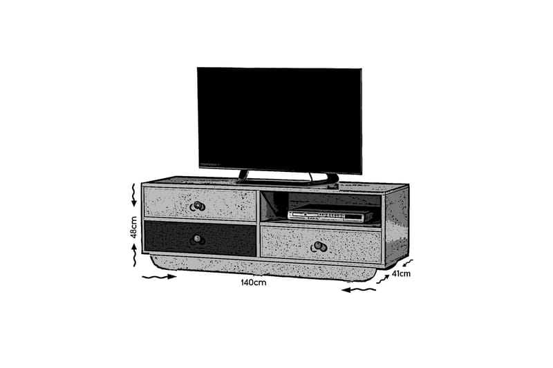 Cazablanca TV-benk 140 cm - Hvit/Blå - TV-benk & mediabenk