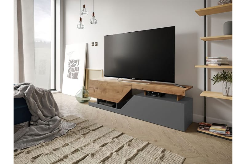 Ceelias Tv-benk 160 cm - Natur/Antrasitt - TV-benk & mediabenk