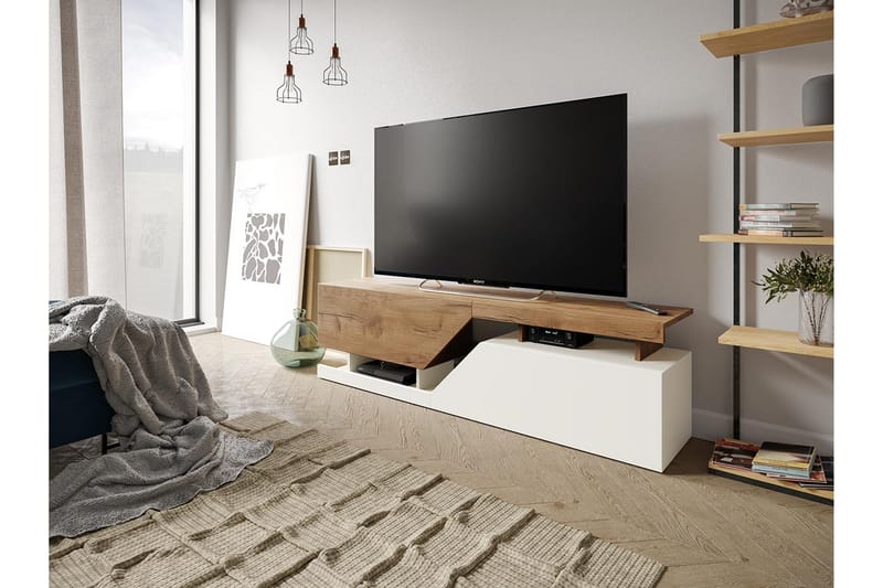 Ceelias Tv-benk 160 cm - Natur|Hvit - Møbler - Mediamøbel & tv møbel - TV-benk & mediabenk