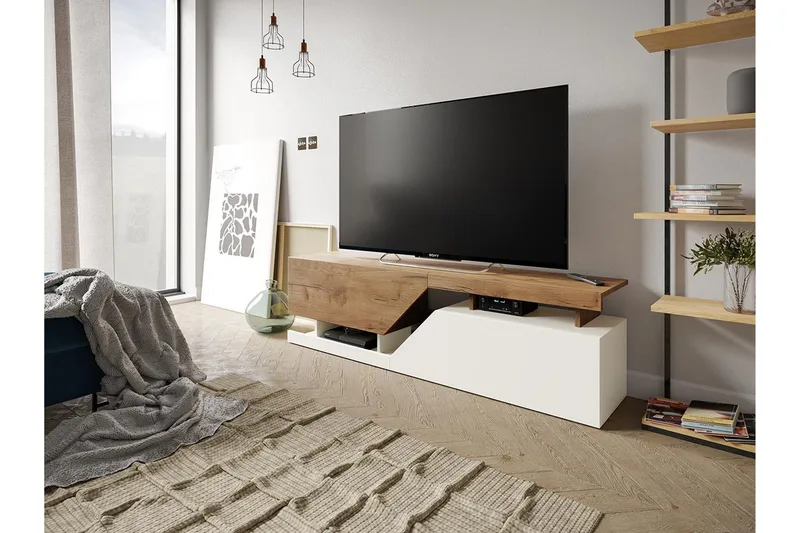 Ceelias Tv-benk 160 cm - Natur|Hvit - Møbler - Mediamøbel & tv møbel - TV-benk & mediabenk