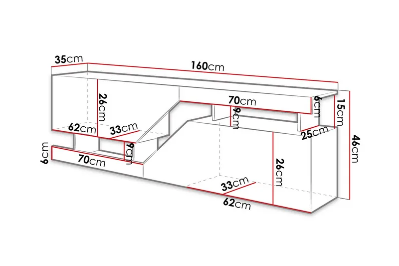 Ceelias Tv-benk 160 cm - Natur|Hvit - Møbler - Mediamøbel & tv møbel - TV-benk & mediabenk