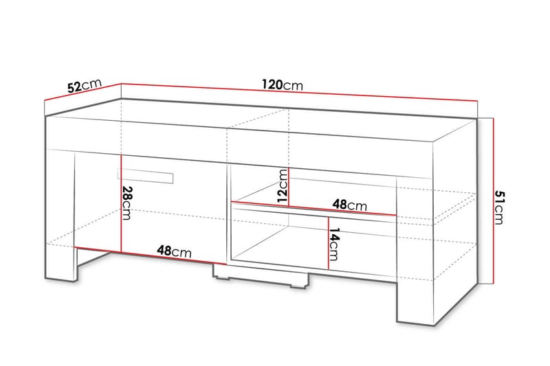 Cezar Gulvstående TV-benk 120 cm med Oppbevaring i Eik - Beige - Møbler - Mediamøbel & tv møbel - TV-benk & mediabenk